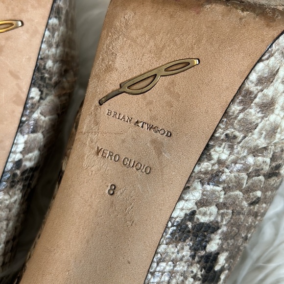 Brian Atwood Snakeskin Peep Toe Platform Pumps - Picture 8 of 9